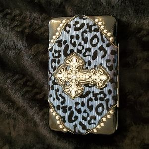 Western rhinestone bling clutch wallet